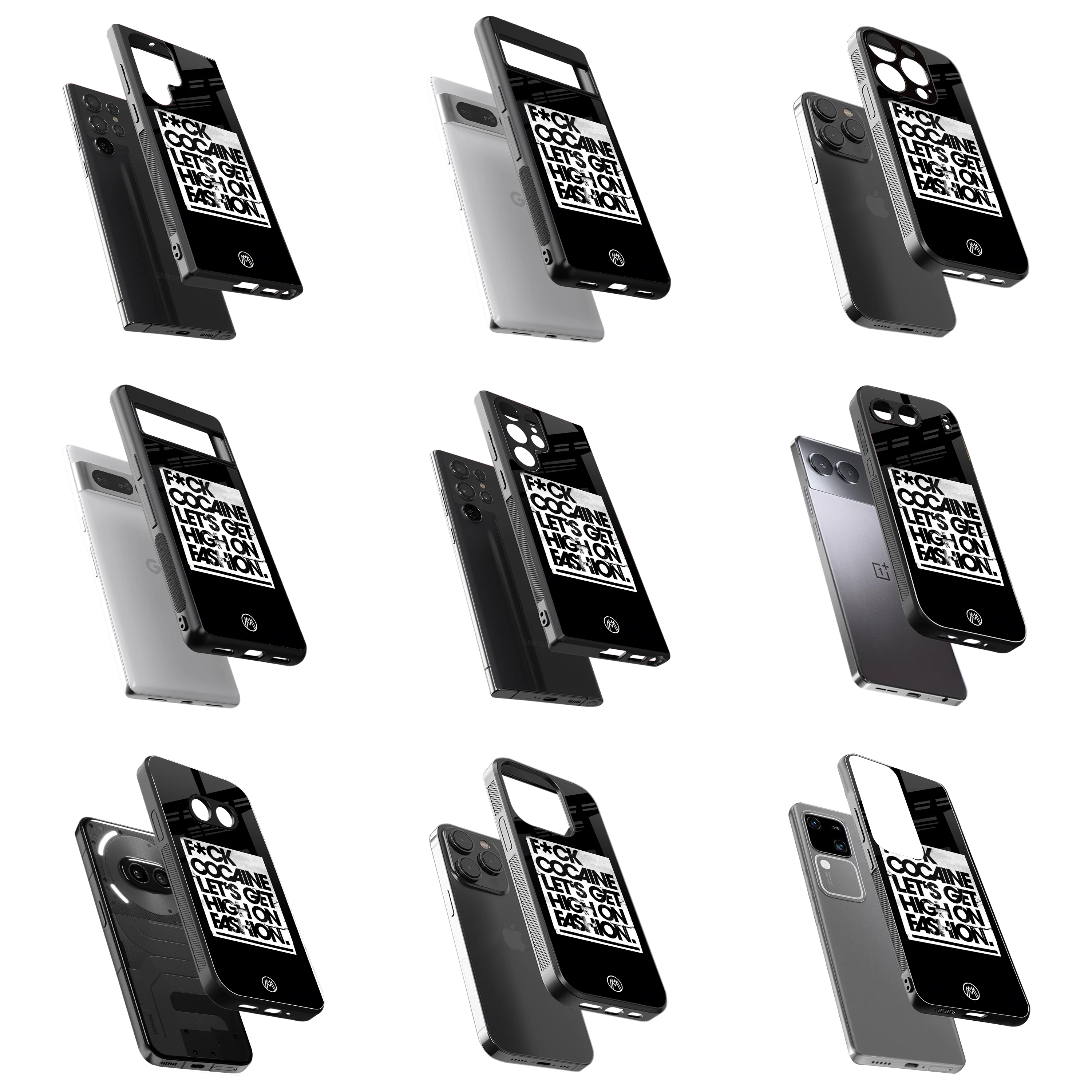 Durable Glass Back Mobile Case for iPhone, Samsung, OnePlus, Google Pixel, Redmi, Vivo, Oppo