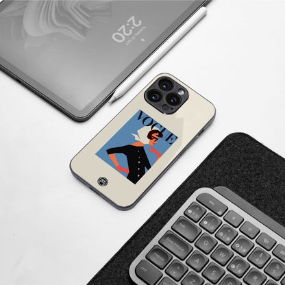 vogue lady back phone cover | glass case for iphone 16