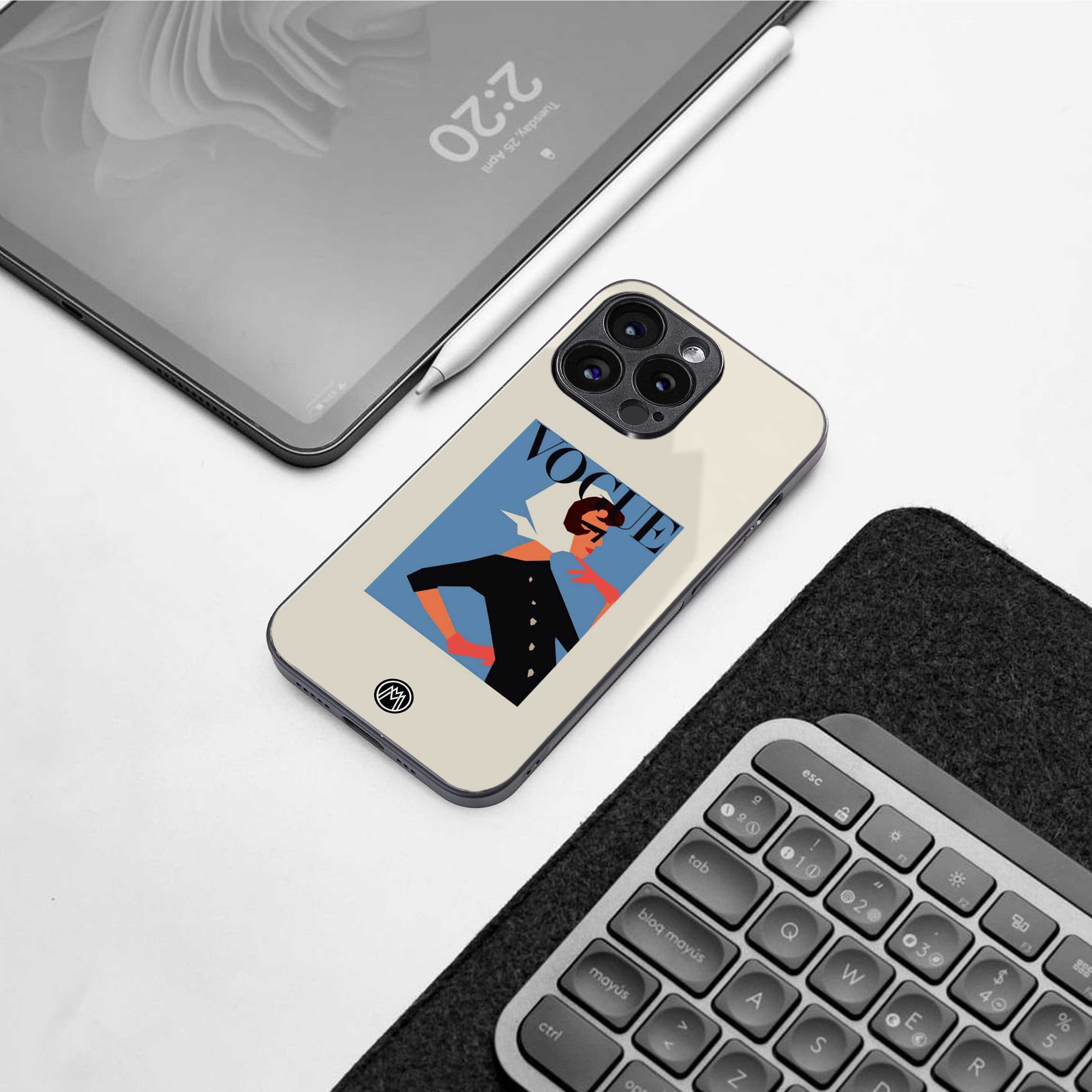 vogue lady back phone cover | glass case for iphone 13 pro