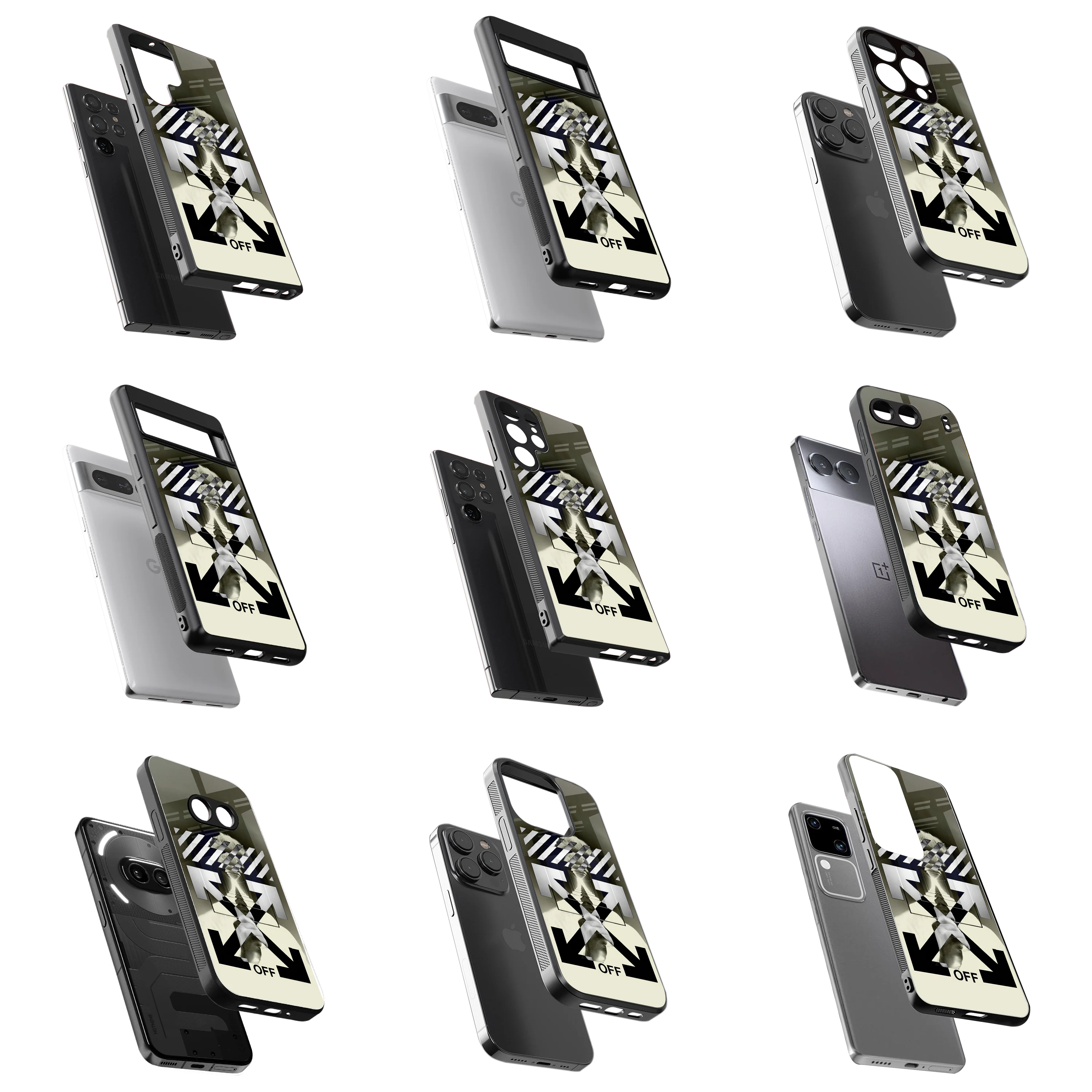 Durable Glass Back Mobile Case for iPhone, Samsung, OnePlus, Google Pixel, Redmi, Vivo, Oppo