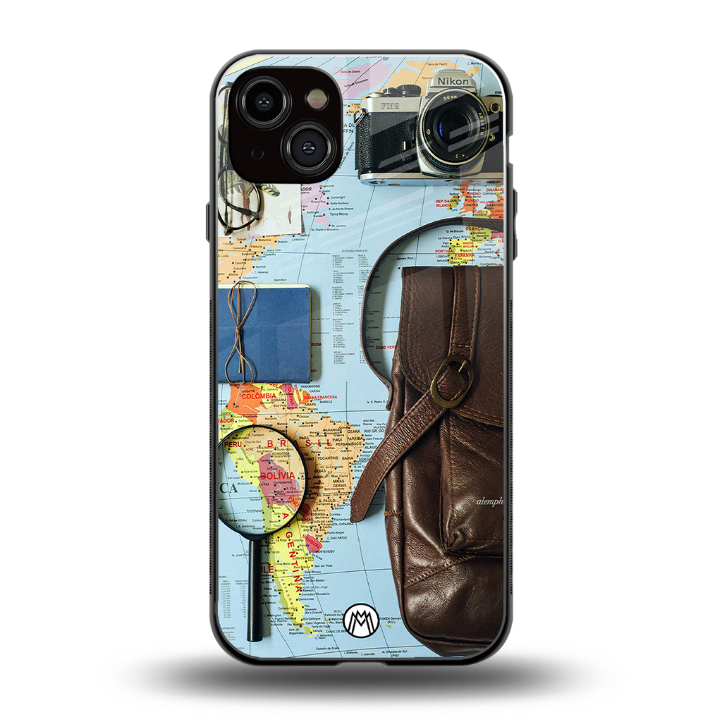 wanderlust back phone cover | glass case for iphone 15 plus