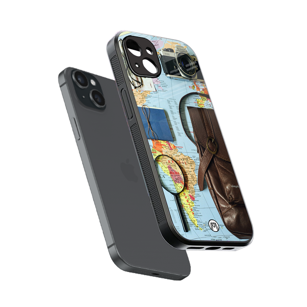 wanderlust back phone cover | glass case for iphone 15 plus