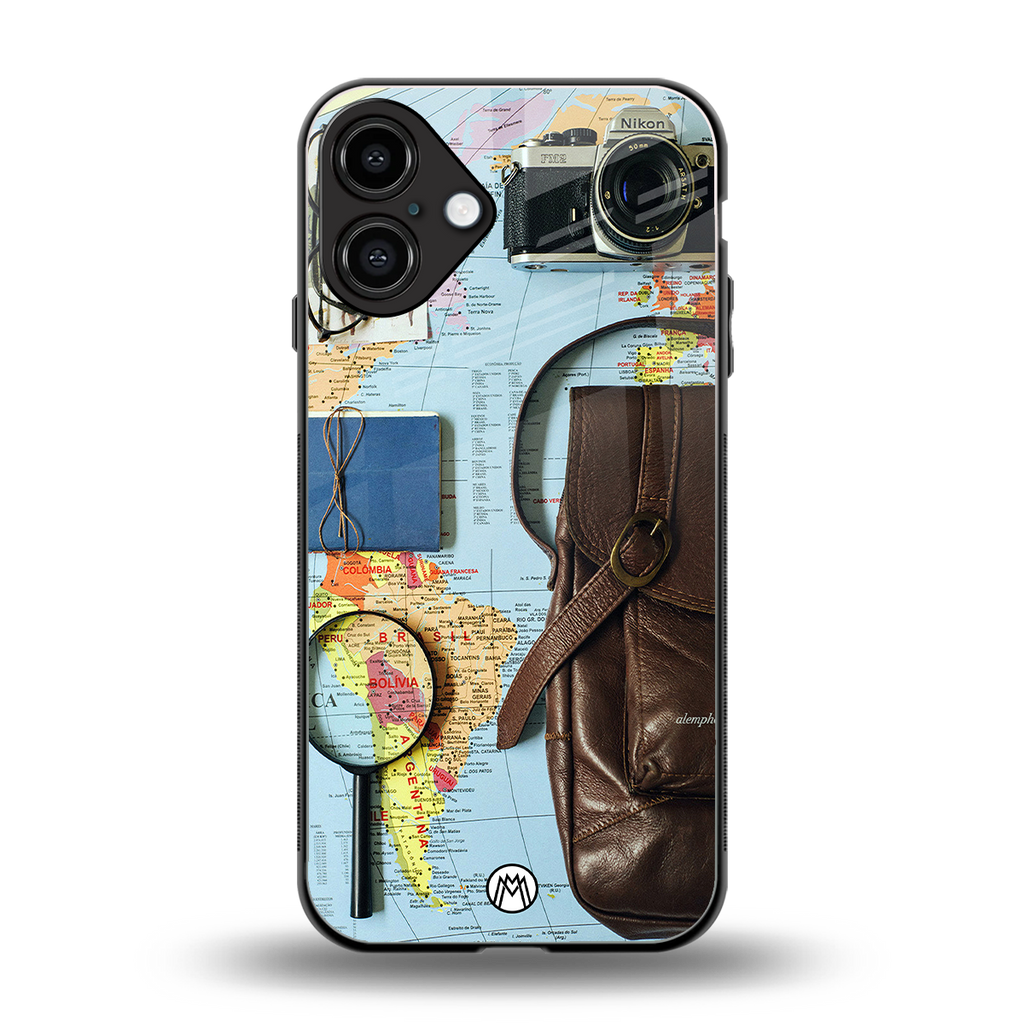 wanderlust back phone cover | glass case for iphone 16 plus