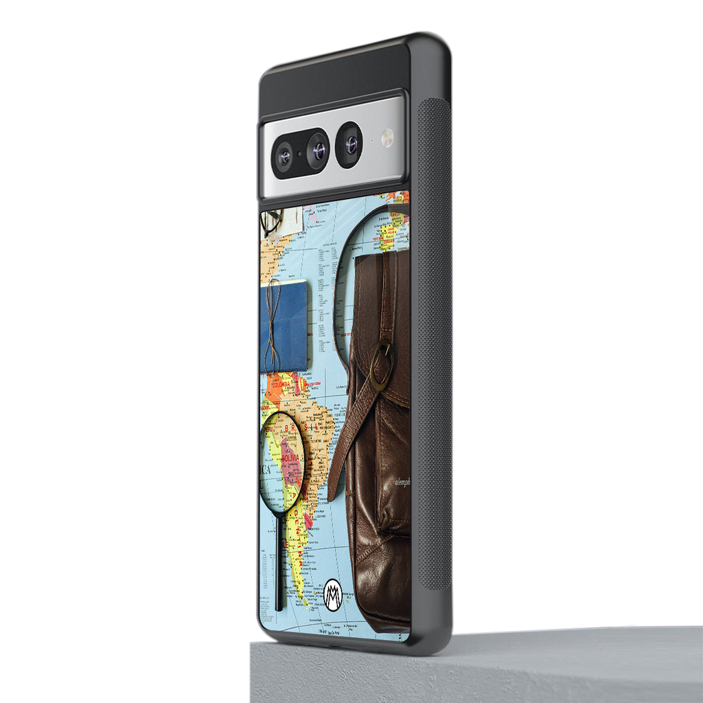 wanderlust back phone cover | glass case for google pixel 7 pro