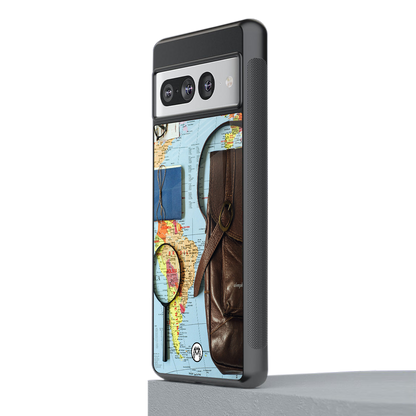 wanderlust back phone cover | glass case for google pixel 7 pro