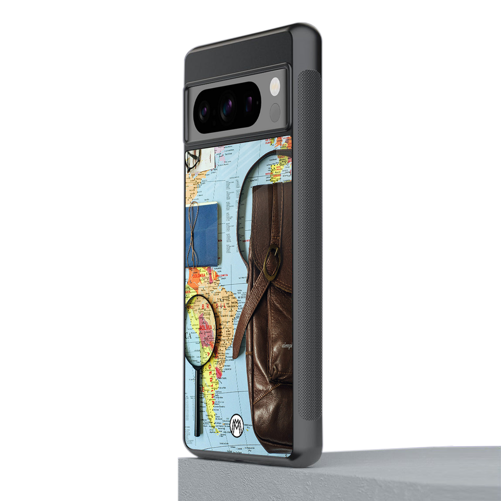 wanderlust back phone cover | glass case for google pixel 8 pro