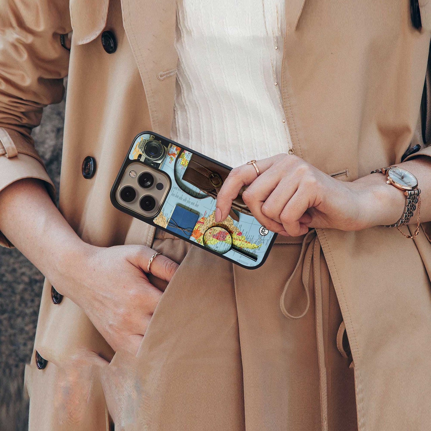 wanderlust back phone cover | glass case for iphone 14