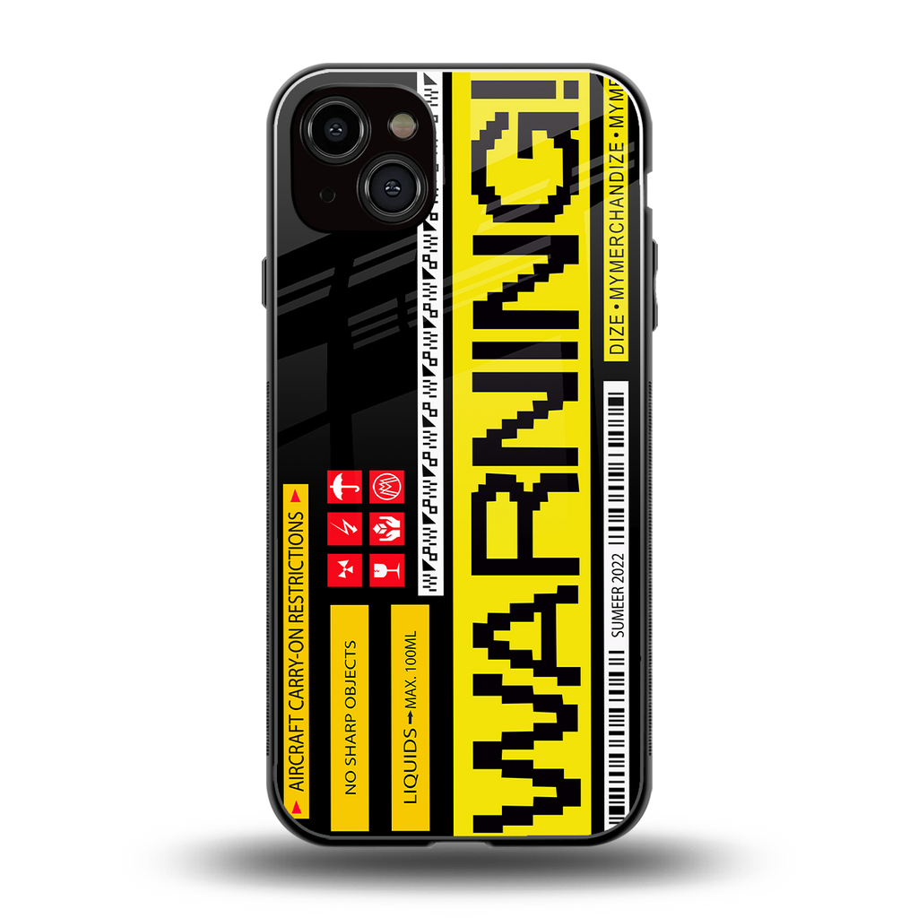 warning back phone cover | glass case for iphone 15 plus