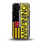 warning back phone cover | glass case for iphone 15 plus