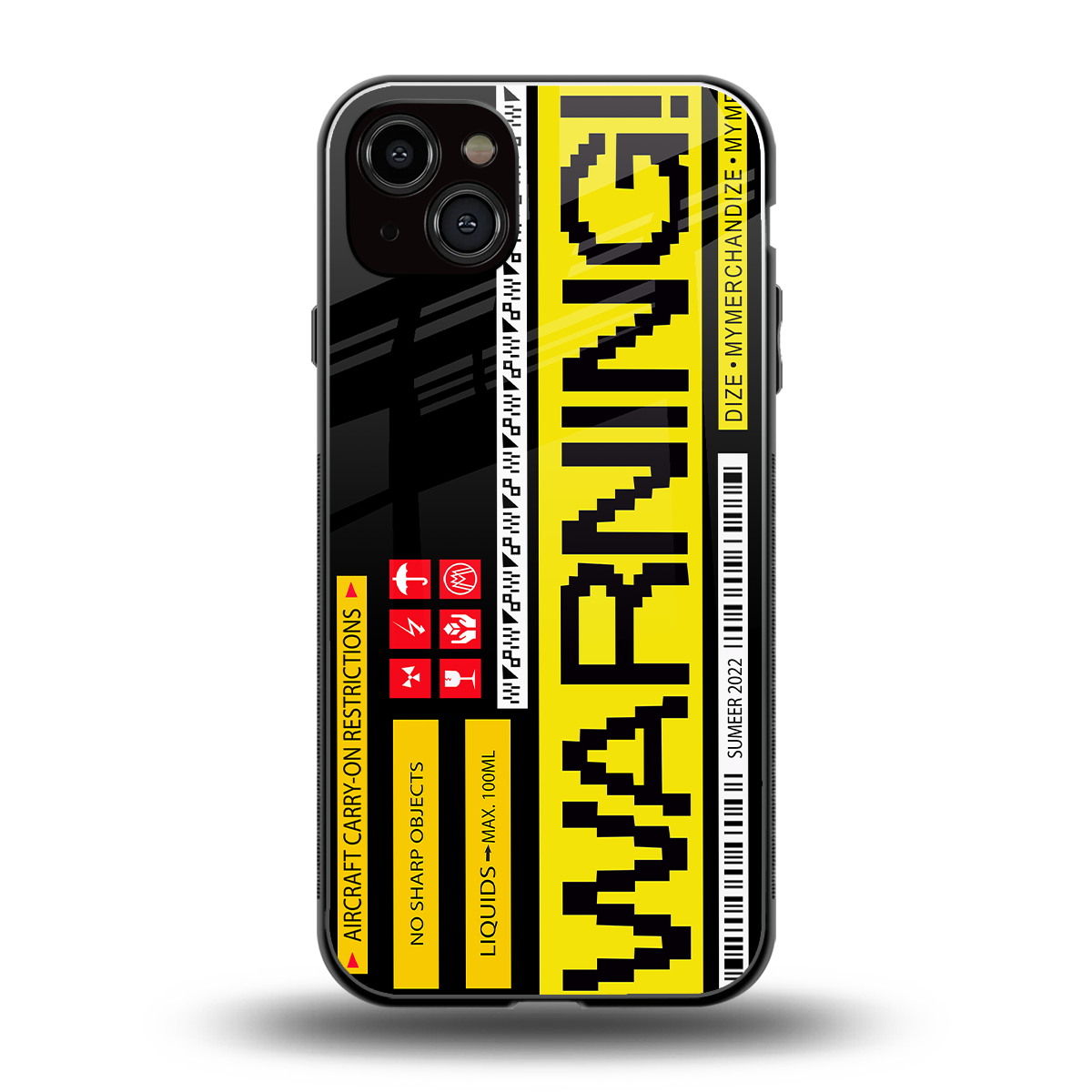 warning back phone cover | glass case for iphone 15 plus