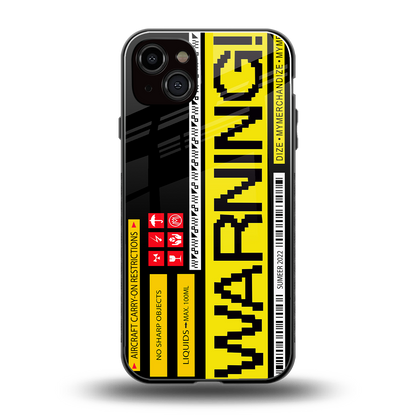 warning back phone cover | glass case for iphone 14 plus