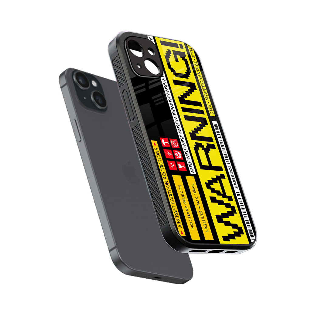 warning back phone cover | glass case for iphone 15 plus