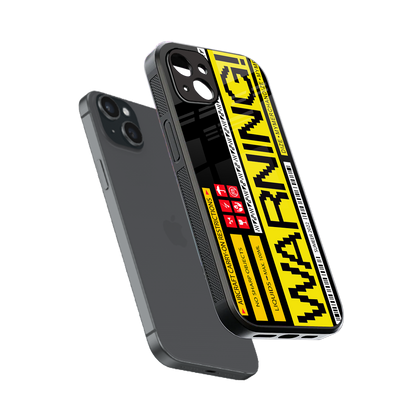 warning back phone cover | glass case for iphone 15 plus