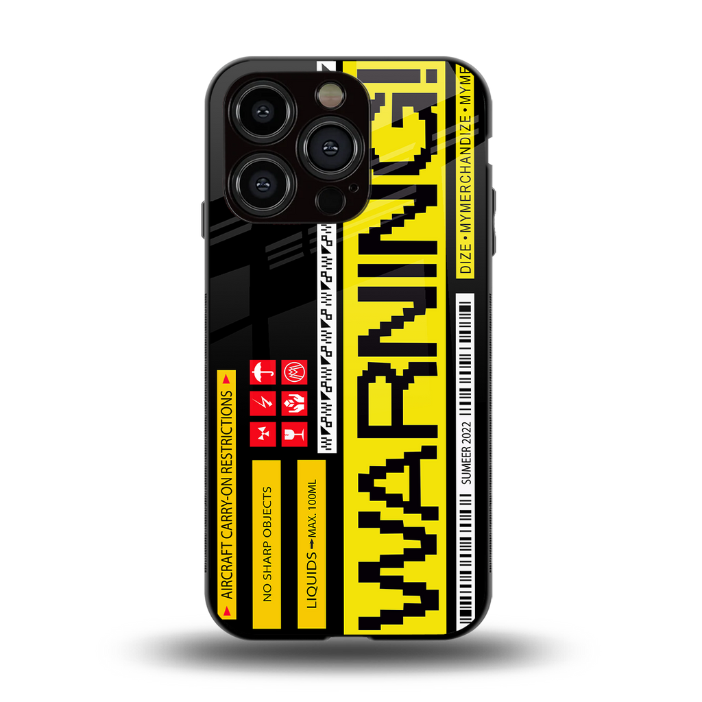 warning back phone cover | glass case for iphone 15 pro