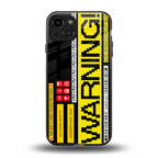 warning back phone cover | glass case for iphone 15