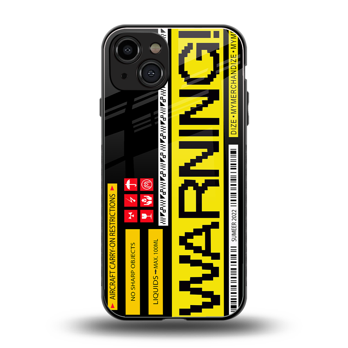 warning back phone cover | glass case for iphone 15