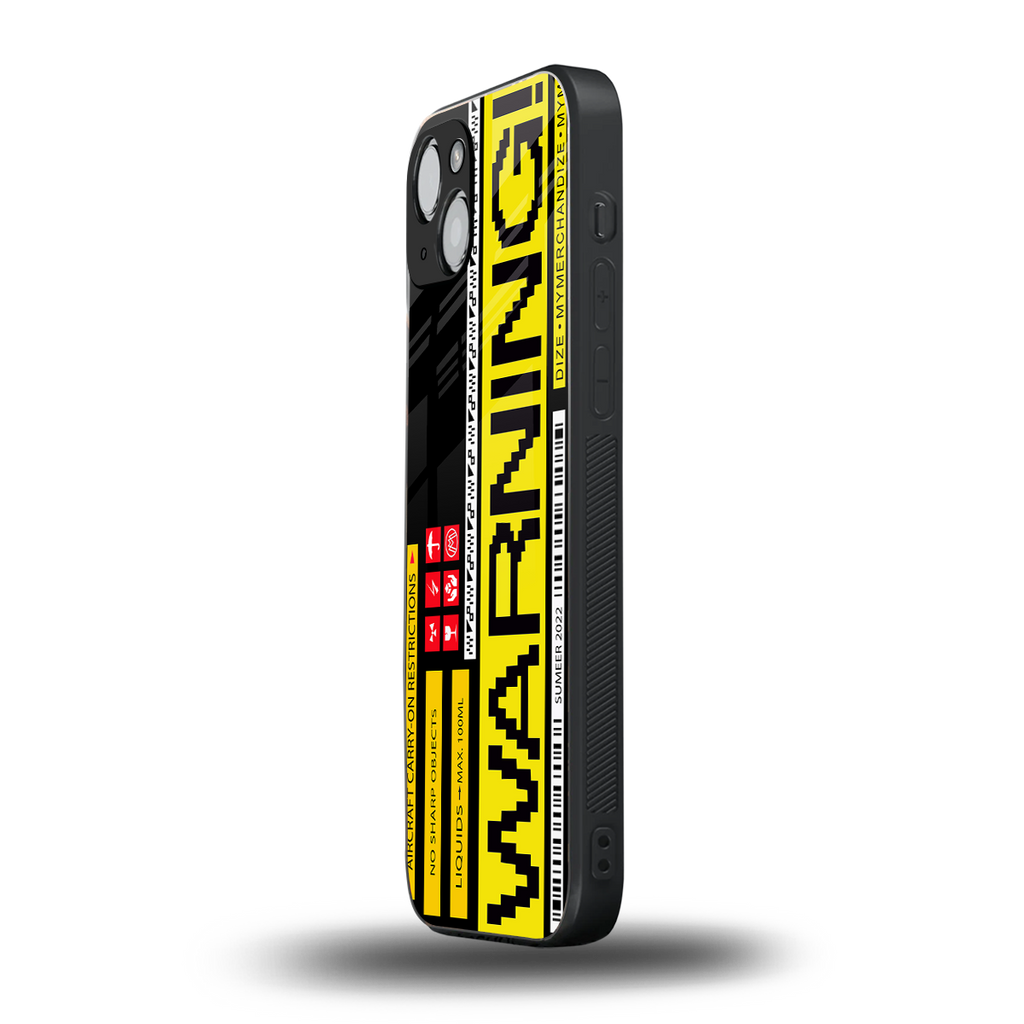 warning back phone cover | glass case for iphone 15