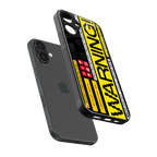 warning back phone cover | glass case for iphone 16 plus