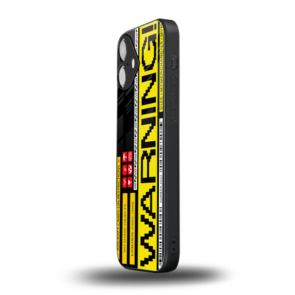 warning back phone cover | glass case for iphone 16 plus