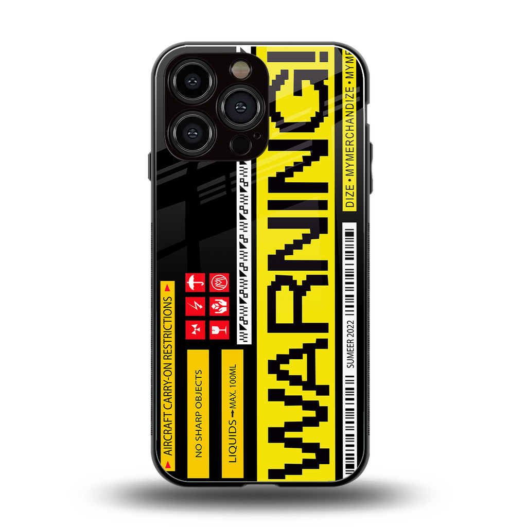 warning back phone cover | glass case for iphone 16 pro max
