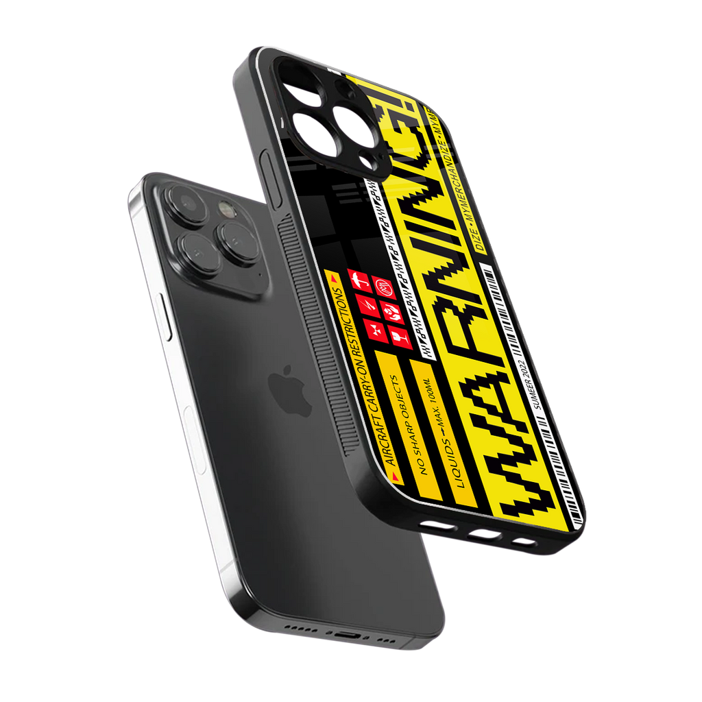 warning back phone cover | glass case for iphone 16 pro max