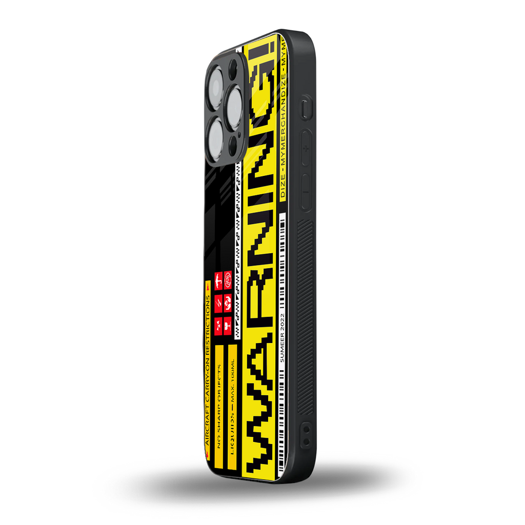 warning back phone cover | glass case for iphone 16 pro max