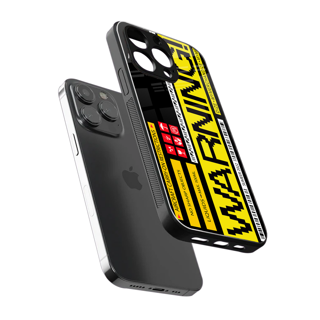 warning back phone cover | glass case for iphone 16 pro