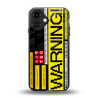 warning back phone cover | glass case for iphone 16