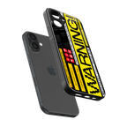 warning back phone cover | glass case for iphone 16