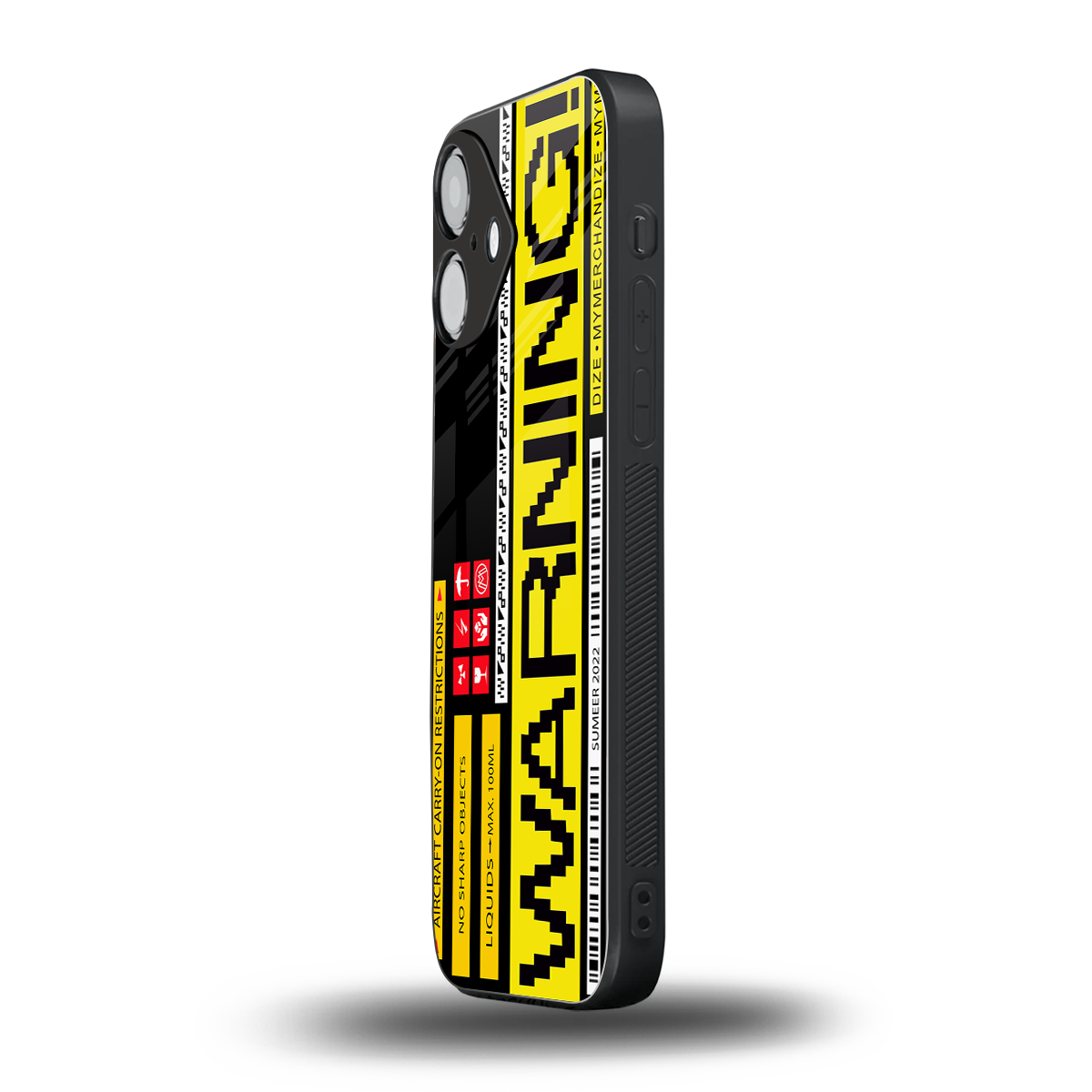 warning back phone cover | glass case for iphone 16