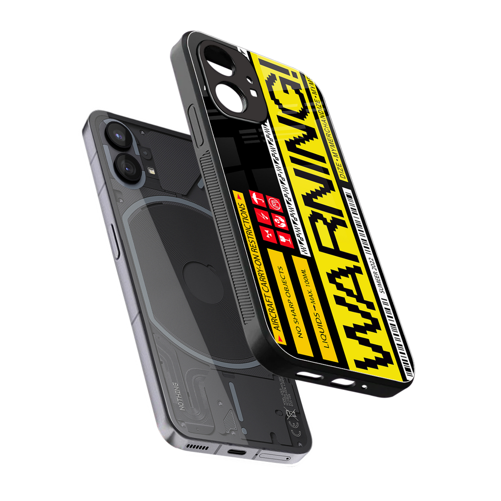 warning back phone cover | glass case for nothing phone 1