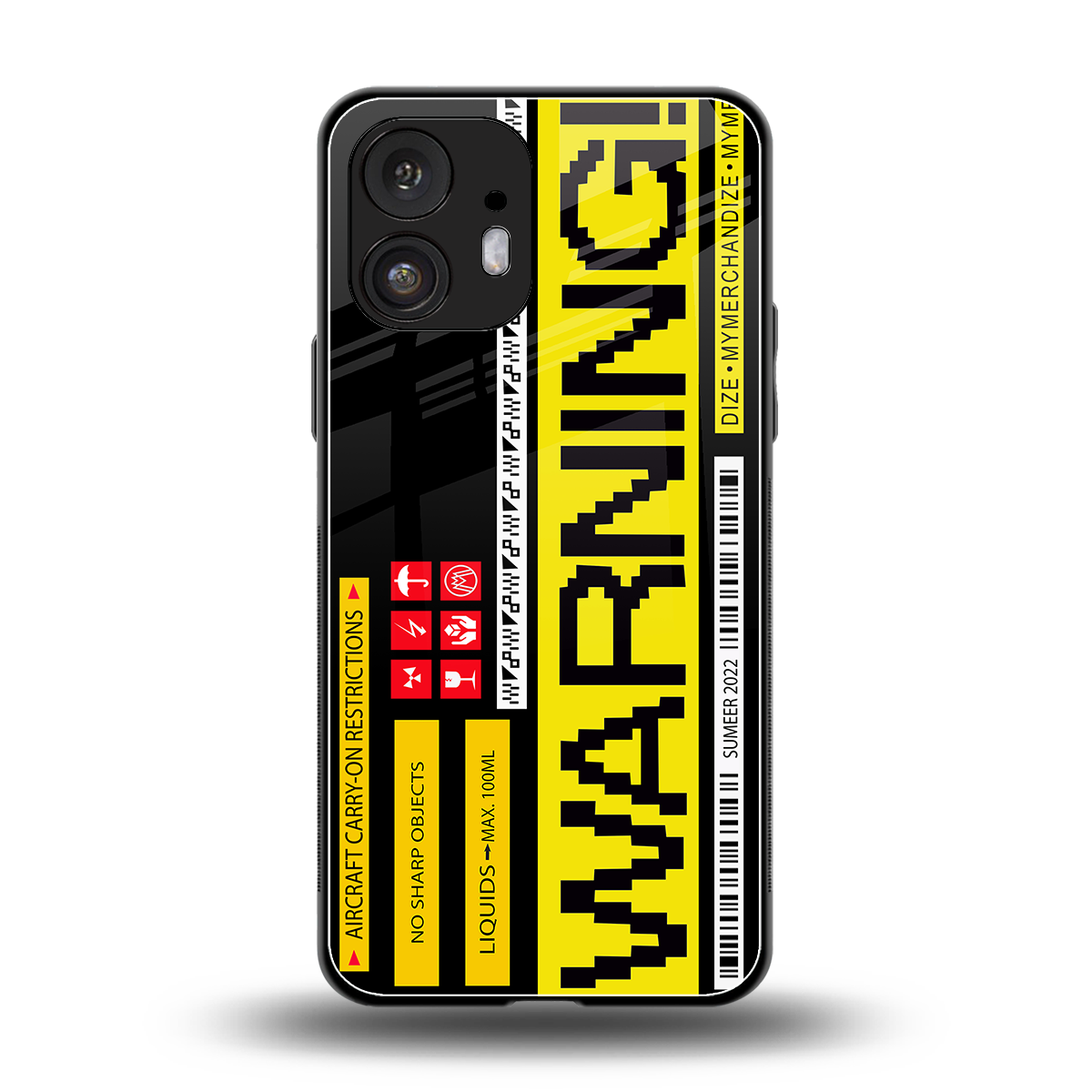 warning back phone cover | glass case for nothing phone 2
