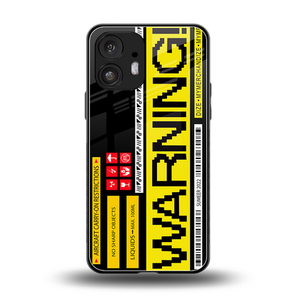 warning back phone cover | glass case for nothing phone 2