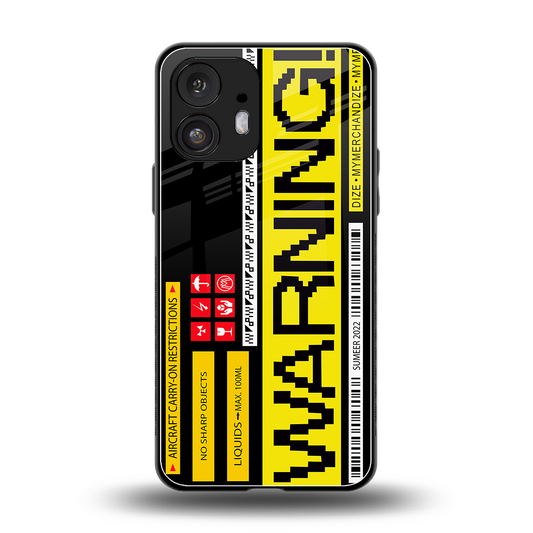 warning back phone cover | glass case for nothing phone 2