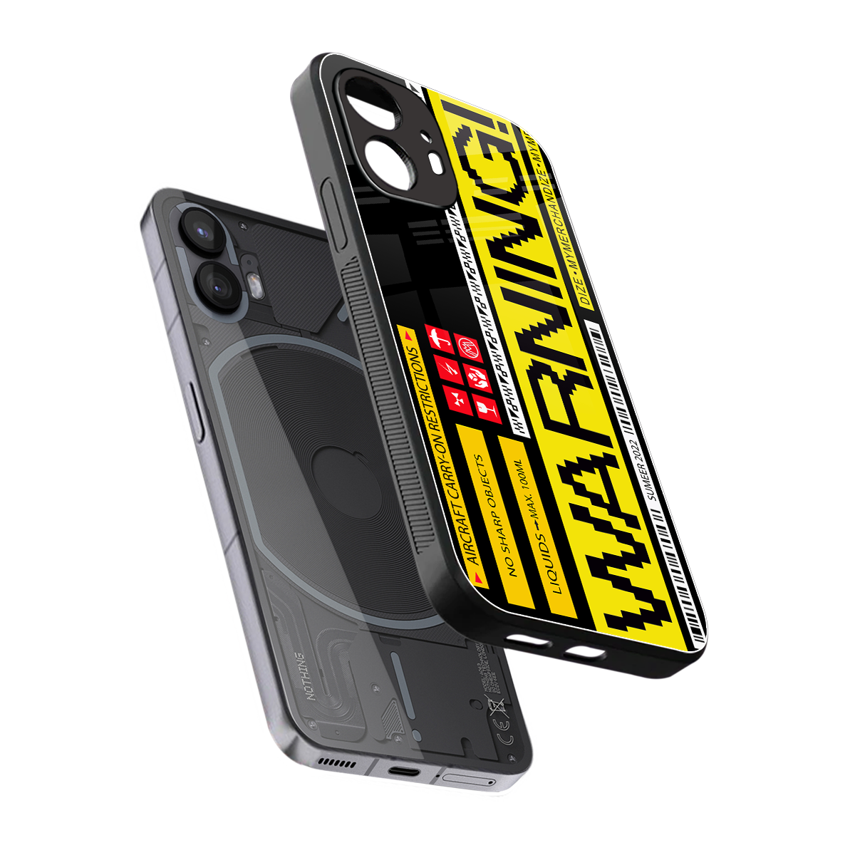 warning back phone cover | glass case for nothing phone 2