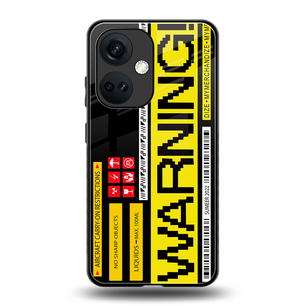 warning back phone cover | glass case for oneplus nord ce 3