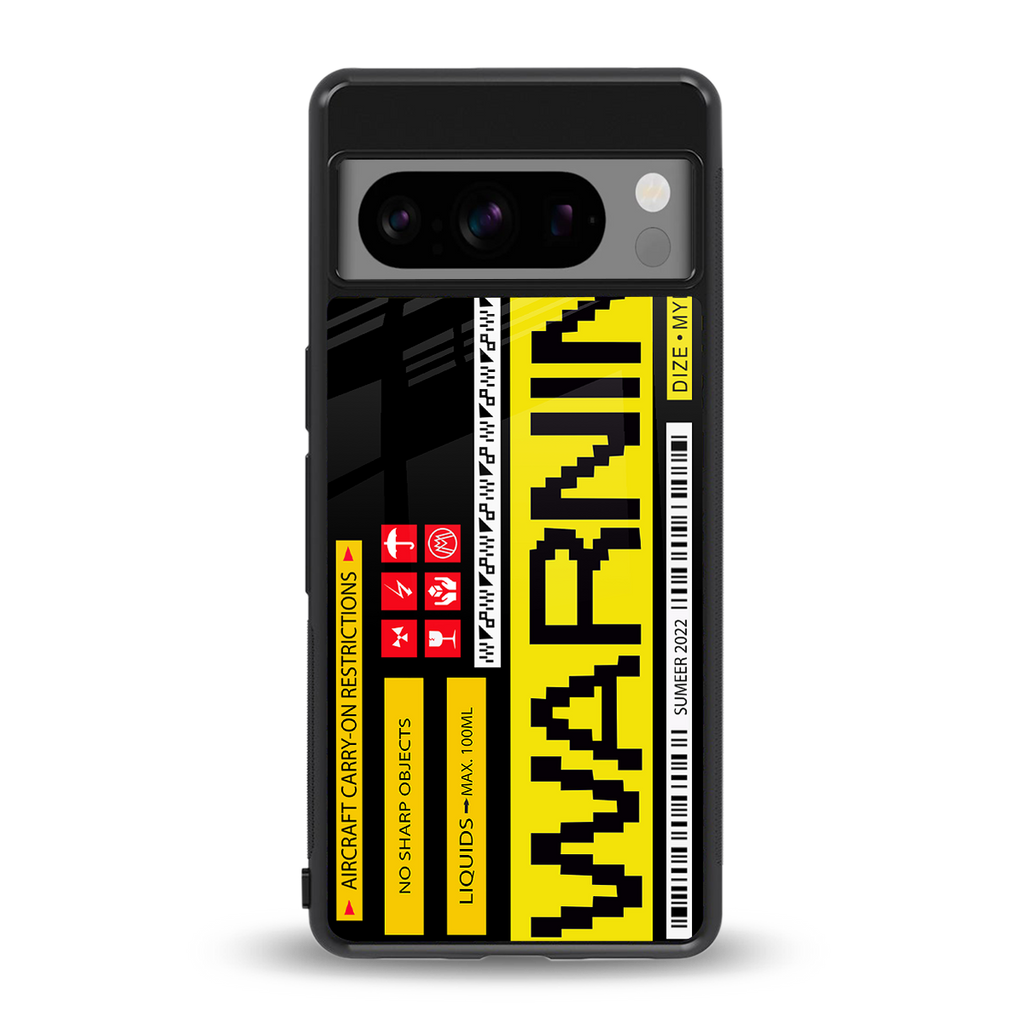 warning back phone cover | glass case for google pixel 8 pro
