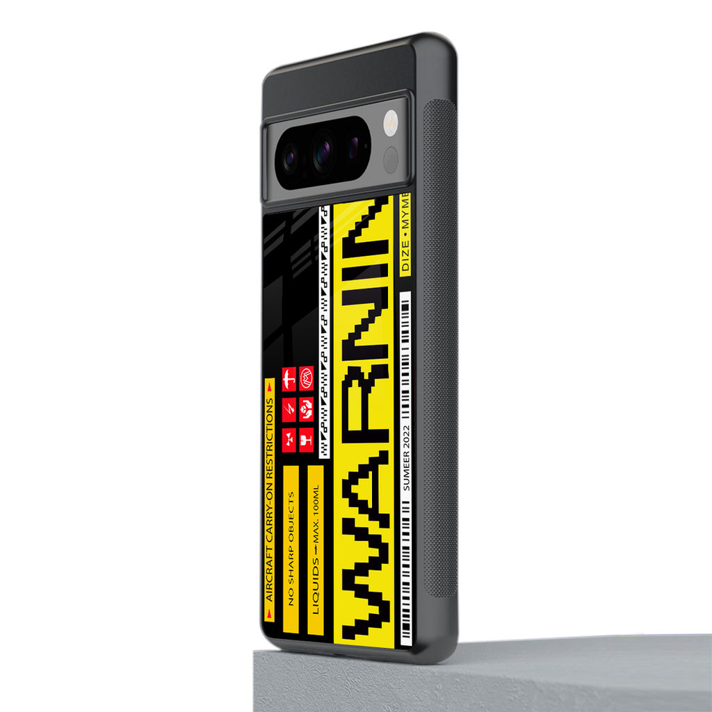 warning back phone cover | glass case for google pixel 8 pro