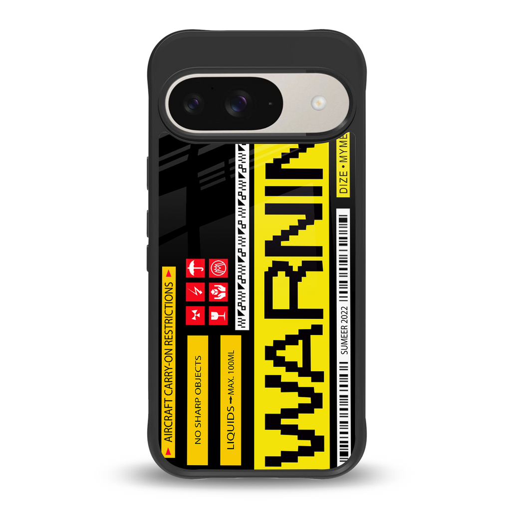 warning back phone cover | glass case for google pixel 9