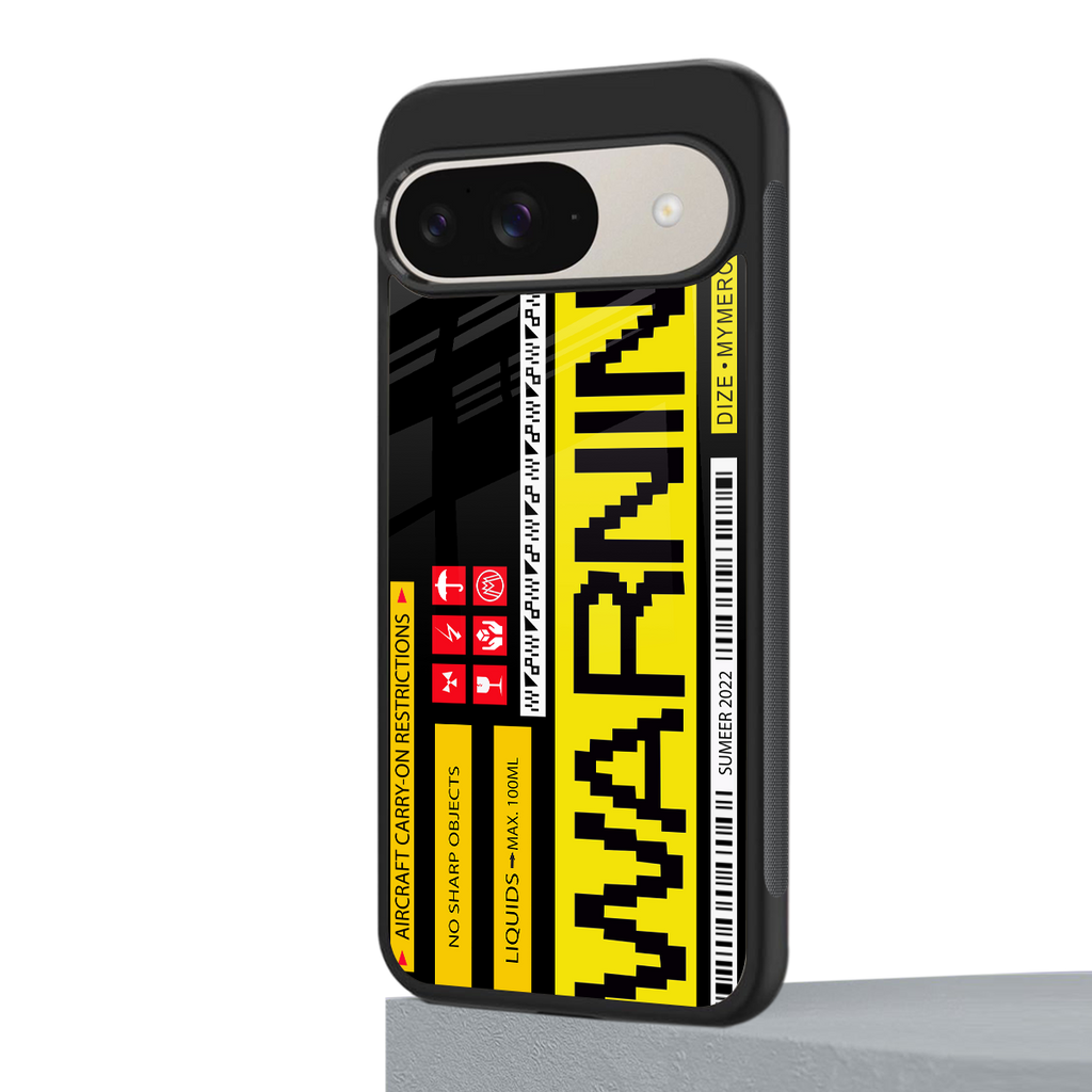 warning back phone cover | glass case for google pixel 9