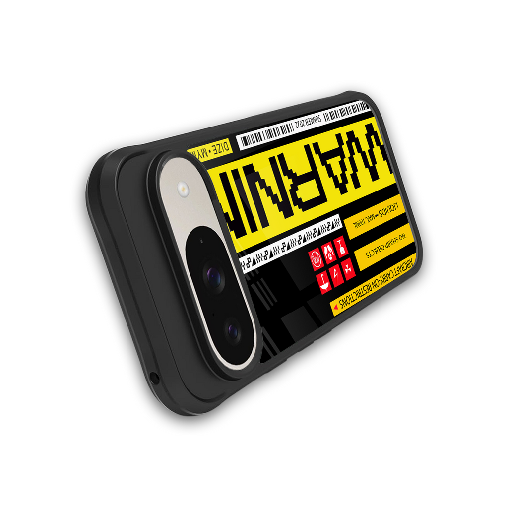 warning back phone cover | glass case for google pixel 9