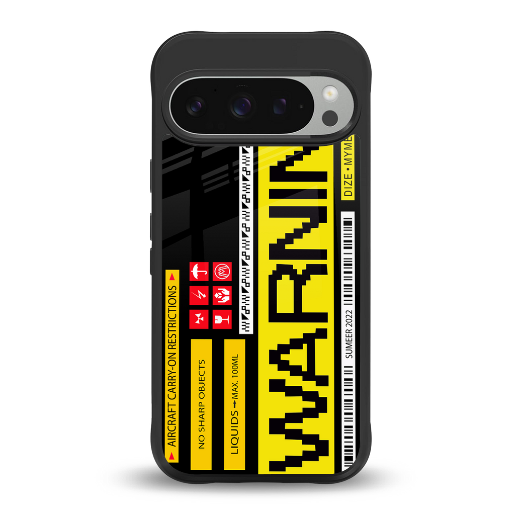 warning back phone cover | glass case for google pixel 9 pro xl