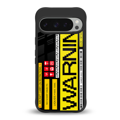 warning back phone cover | glass case for google pixel 9 pro xl