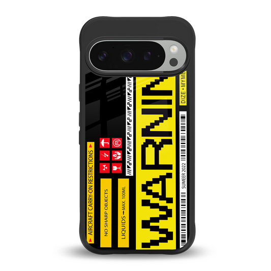 warning back phone cover | glass case for google pixel 9 pro xl