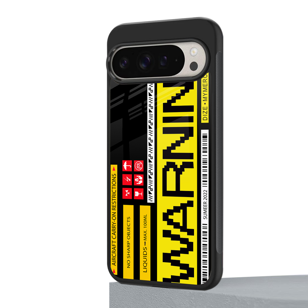 warning back phone cover | glass case for google pixel 9 pro