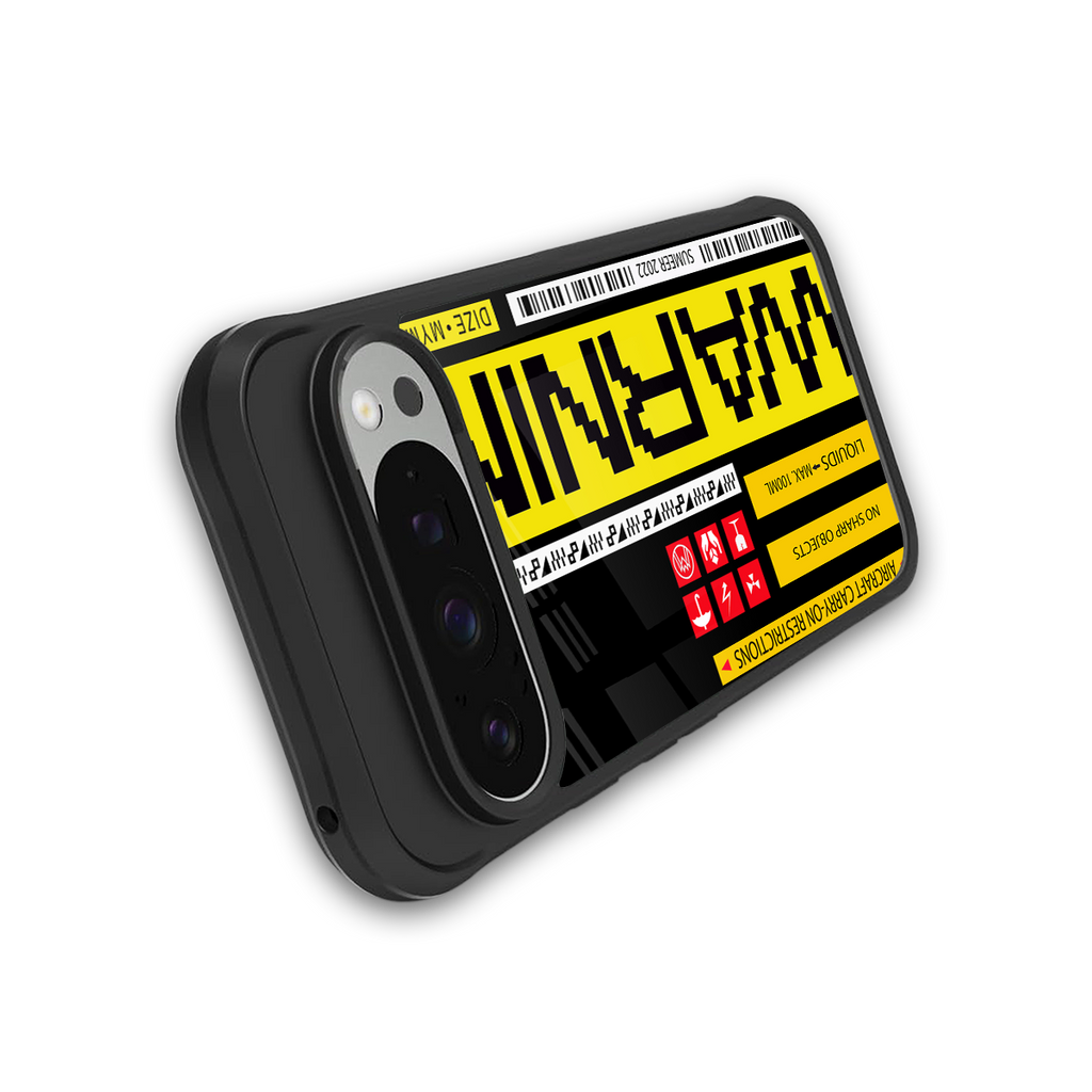 warning back phone cover | glass case for google pixel 9 pro