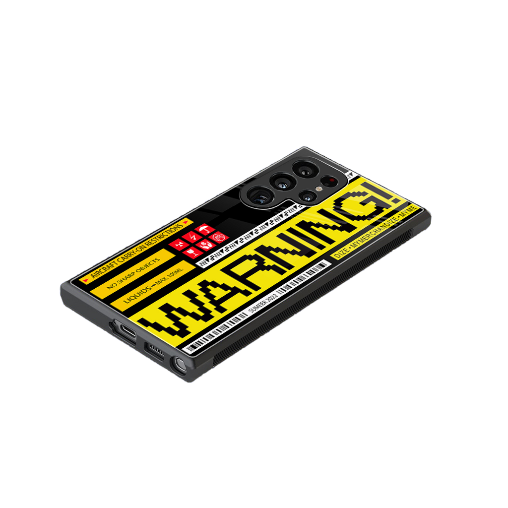 warning back phone cover | glass case for samsung galaxy s23 ultra