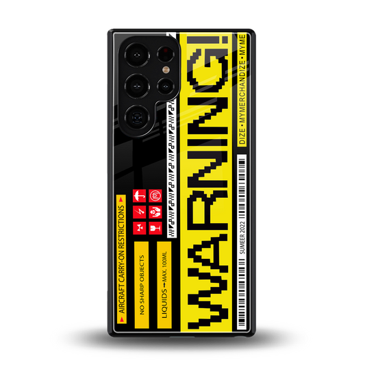 warning back phone cover | glass case for samsung galaxy s25 ultra