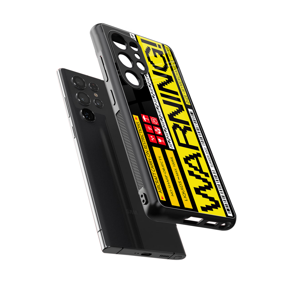 warning back phone cover | glass case for samsung galaxy s25 ultra