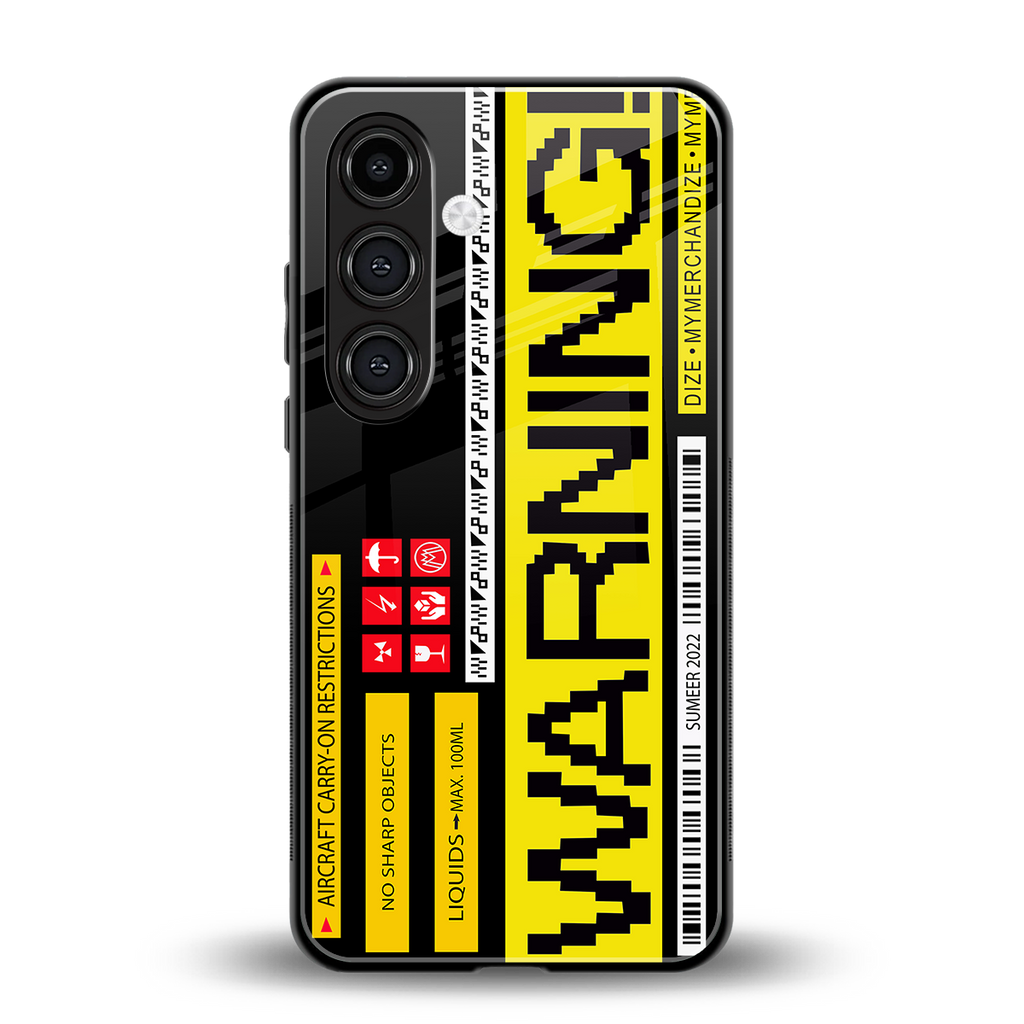 warning back phone cover | glass case for samsung galaxy s25 plus